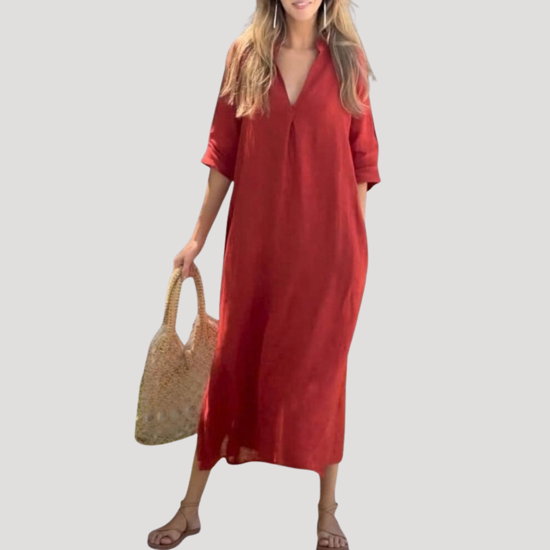 Robe midi femme fluide en lin
