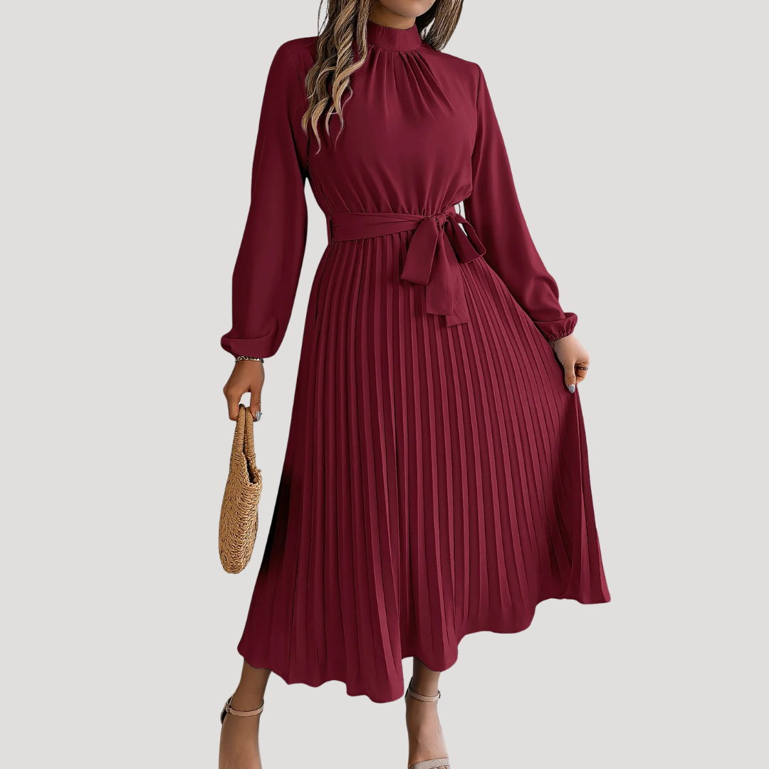 Robe longue plissée de cérémonie élégante