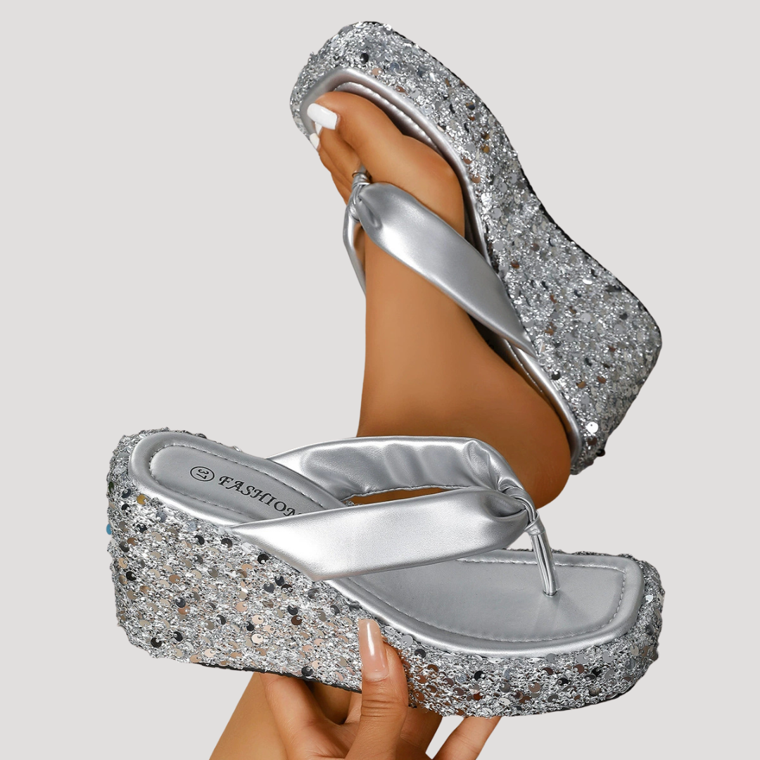 Sandales plateforme glitter glamour