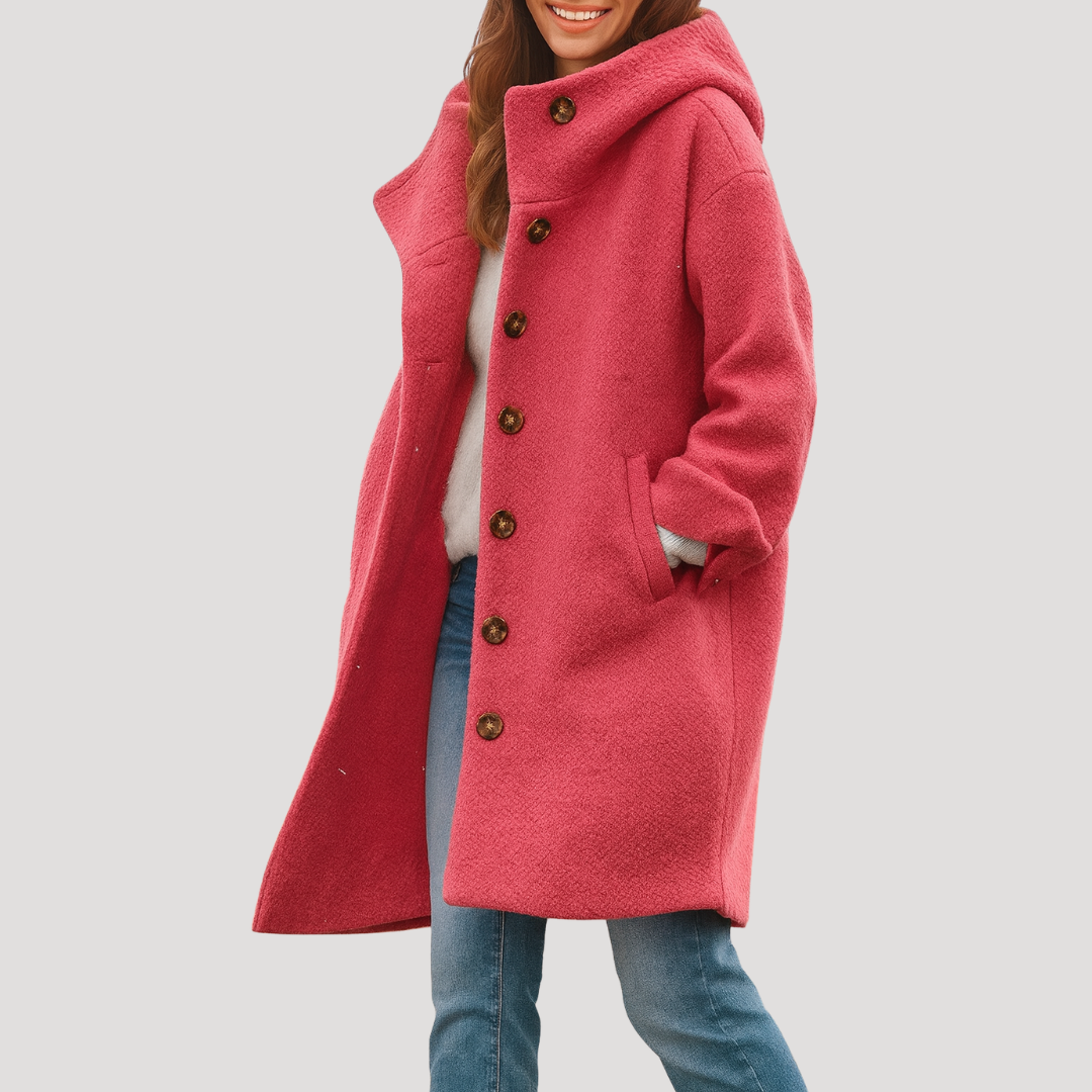 Manteau à Capuche Femme Boutonné Confort