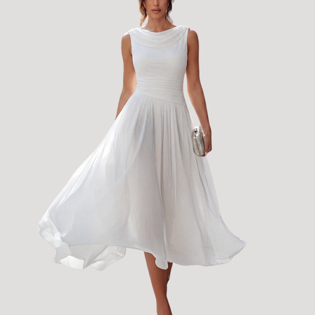 Robe Midi Plissée Sans Manches Femme