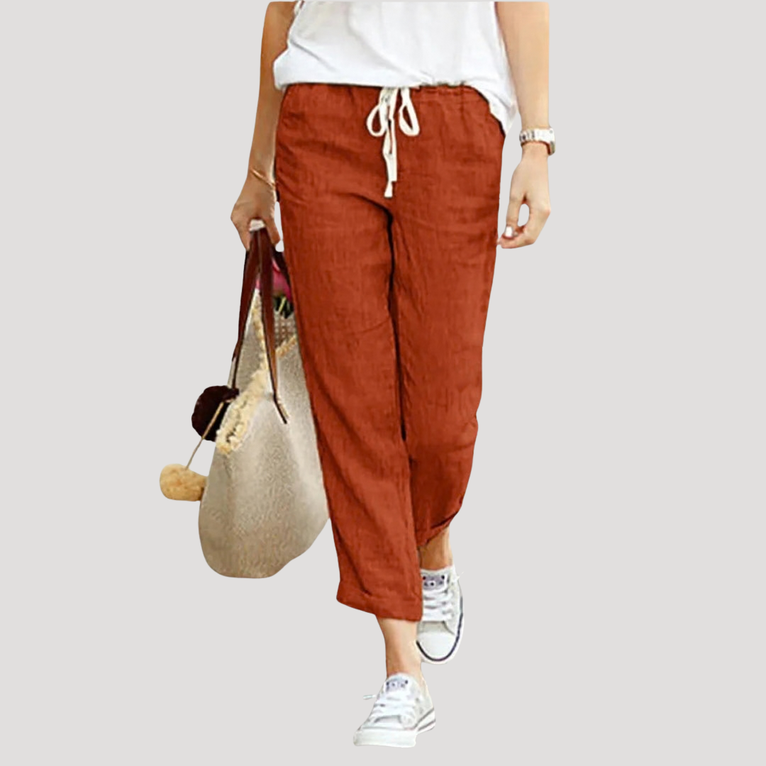 Pantalon en lin léger et respirant taille élastique