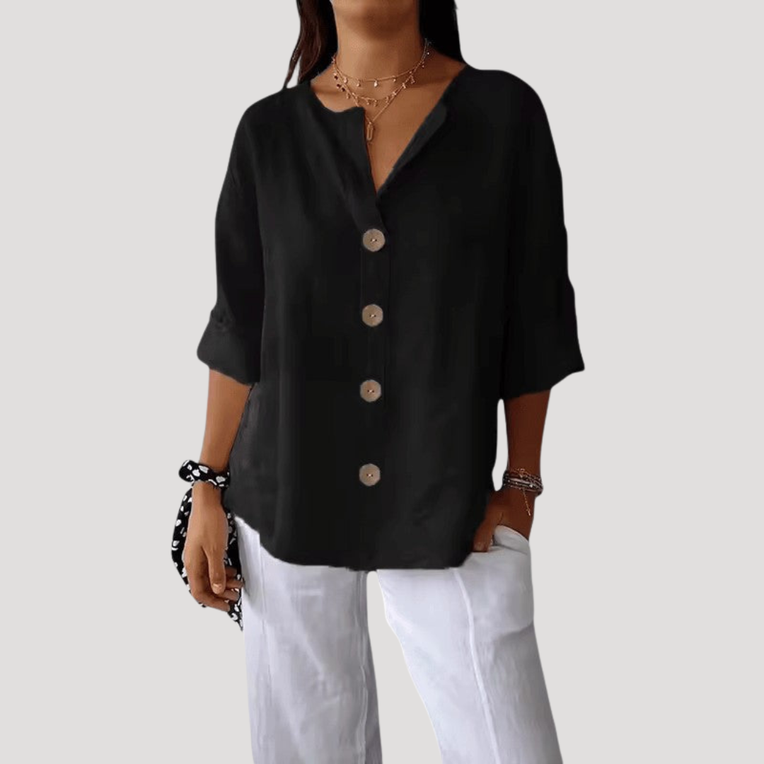 Blouse Femme Boutonnée en Lin Décontractée