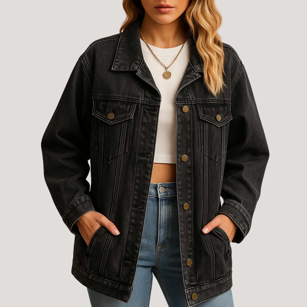 Veste Femme Oversize Boutonnée en Denim