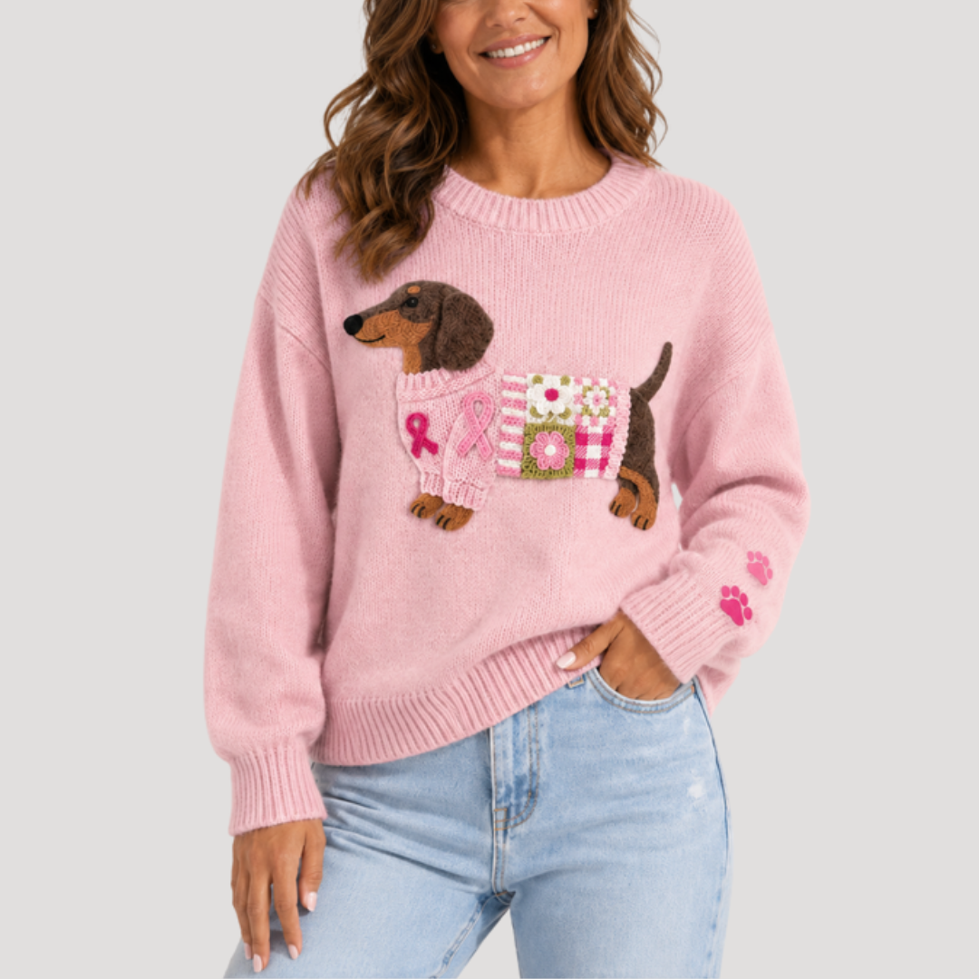 Pull Femme en Maille à Motif Teckel
