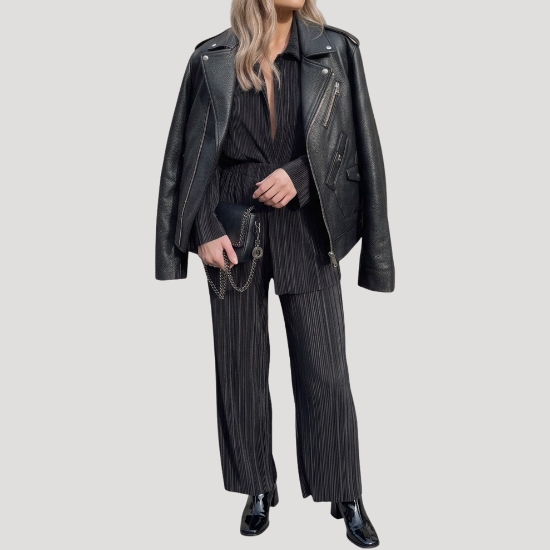 Ensemble Femme Chemise Plissée et Pantalon