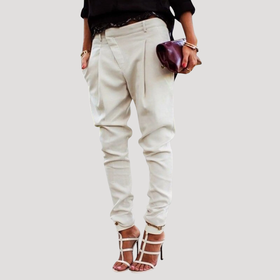 Pantalon Carotte Femme Taille Haute Chic