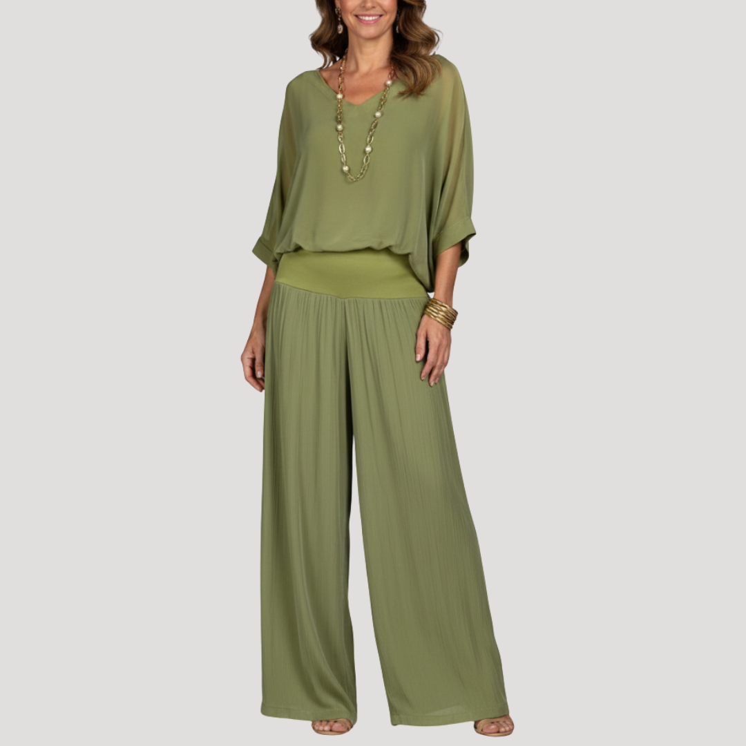 Ensemble Pantalon Femme Deux Pièces Ample Élégant