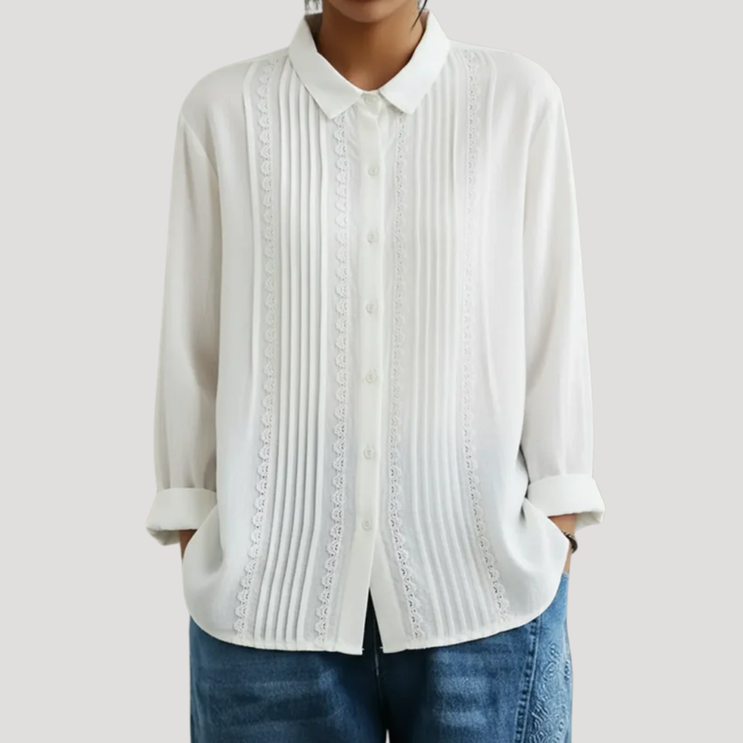 Chemise en Lin Femme Chic à Dentelle