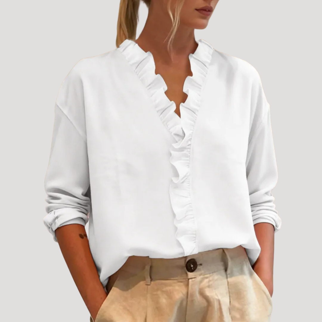 Blouse Femme Volants Manches Longues Élégante