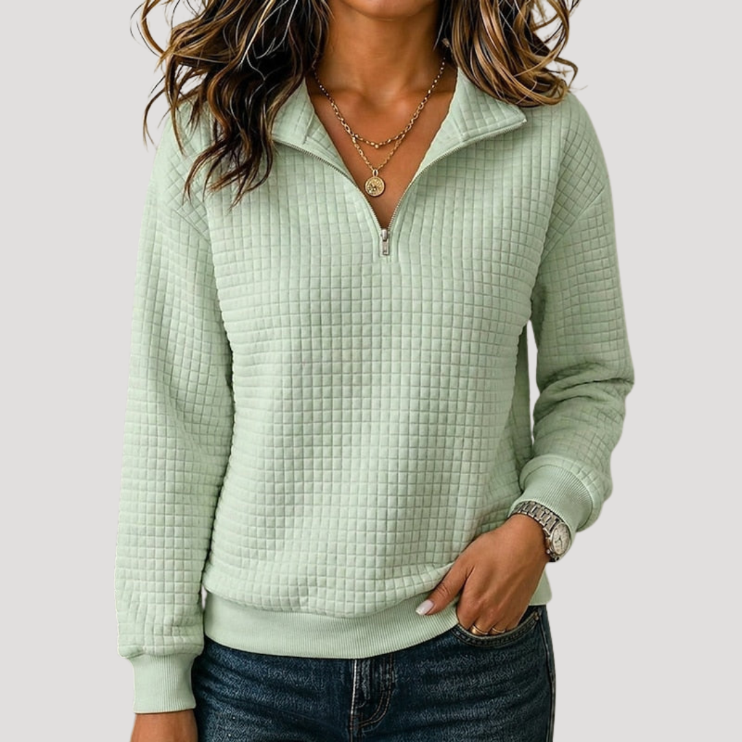 Pull Femme Texturé à Col Quart-Zip