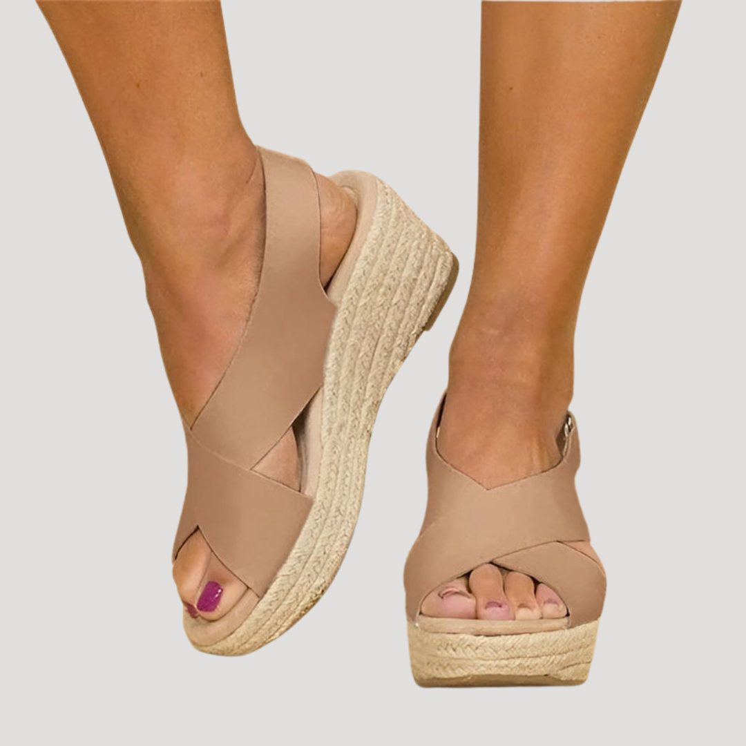 Espadrilles compensées femme à brides croisées