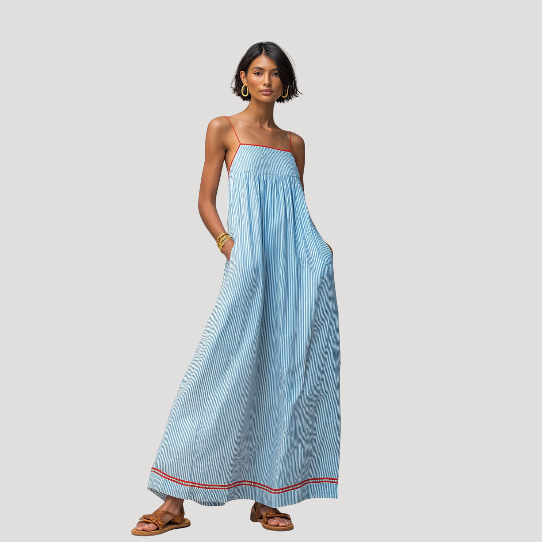 Robe Longue Rayée Sans Manches Femme