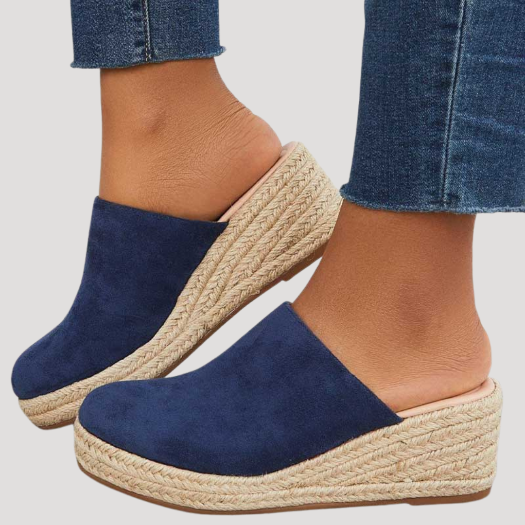 Mules compensées femme style espadrilles