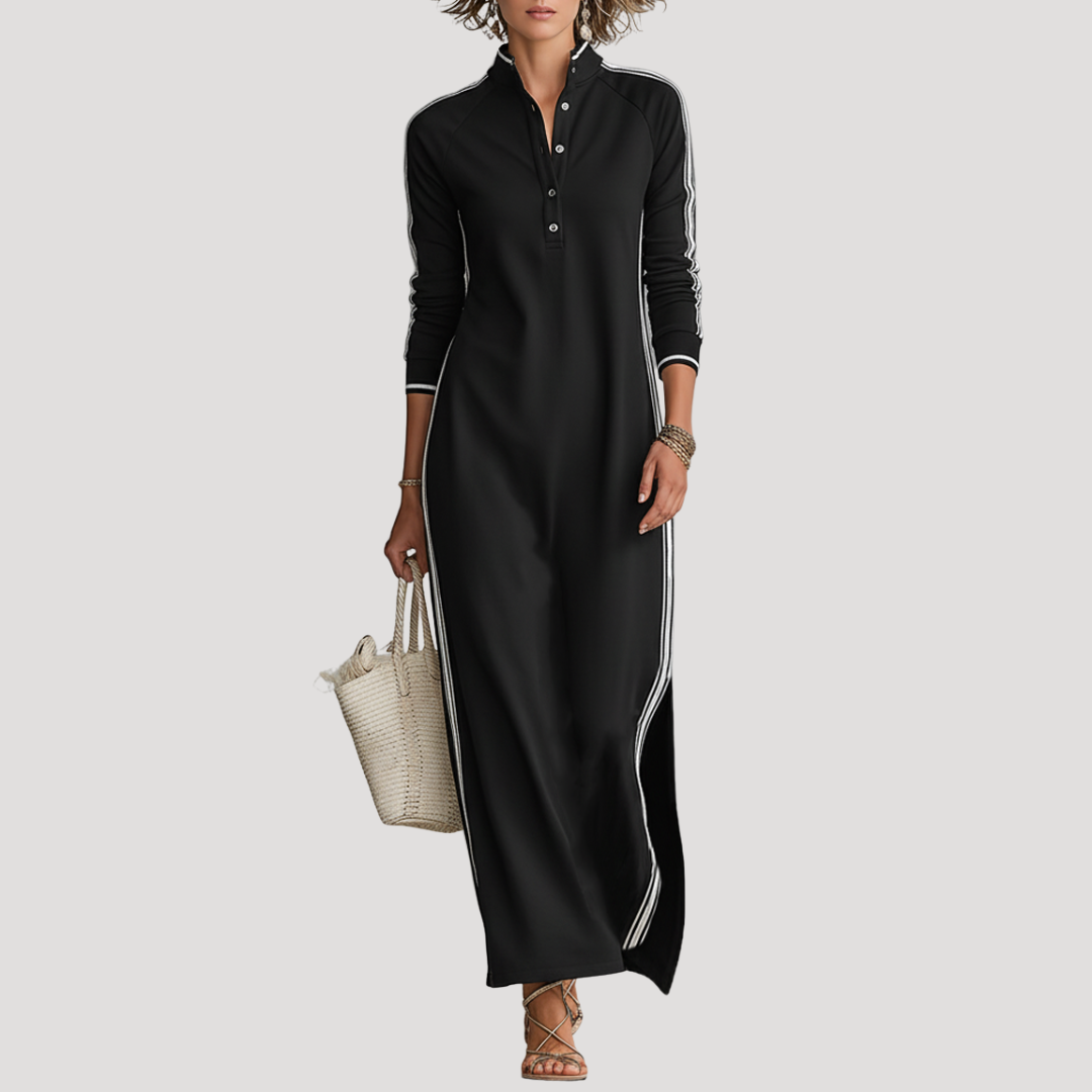 Robe Longue Femme Manches Longues Fendue Décontractée