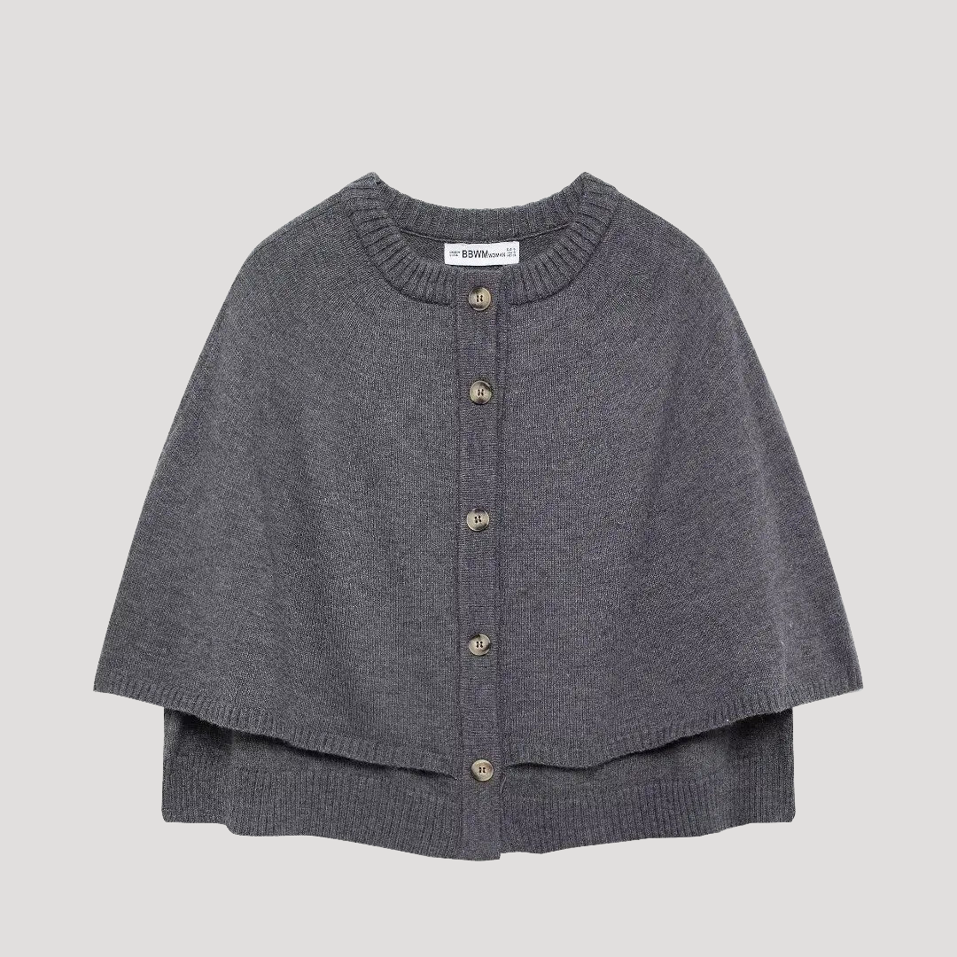 Cardigan Cape Femme Boutonné