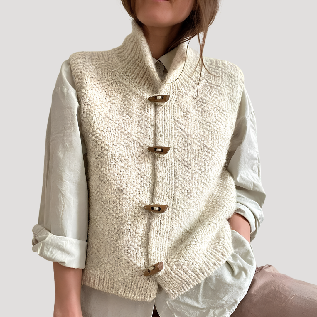 Cardigan femme sans manches boutonné