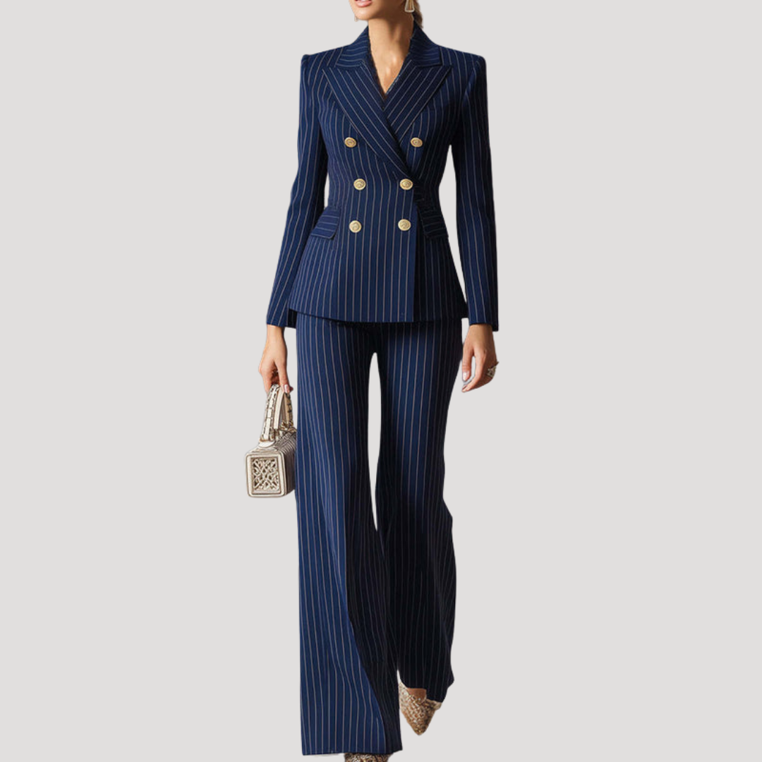 Ensemble Tailleur Rayé Femme Coupe Structurée