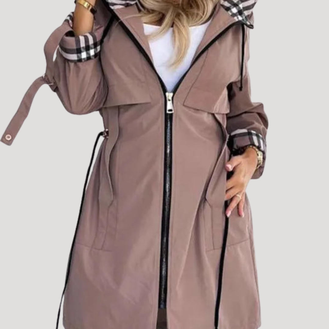 Manteau à Capuche Femme Ceinturé Décontracté