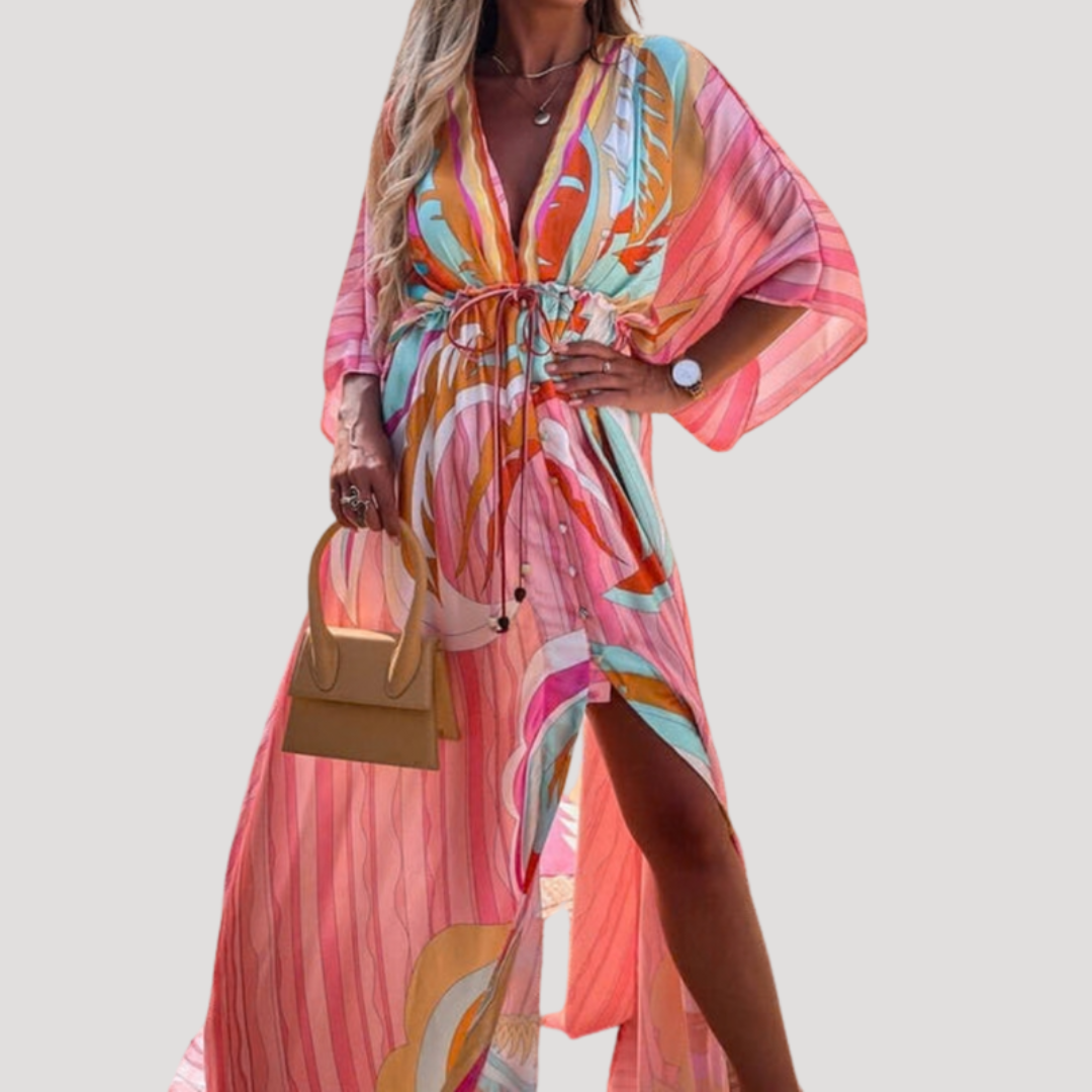 Robe longue fluide imprimée d’été