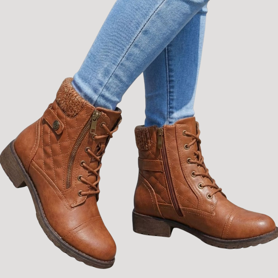 Bottines femme matelassées à lacets