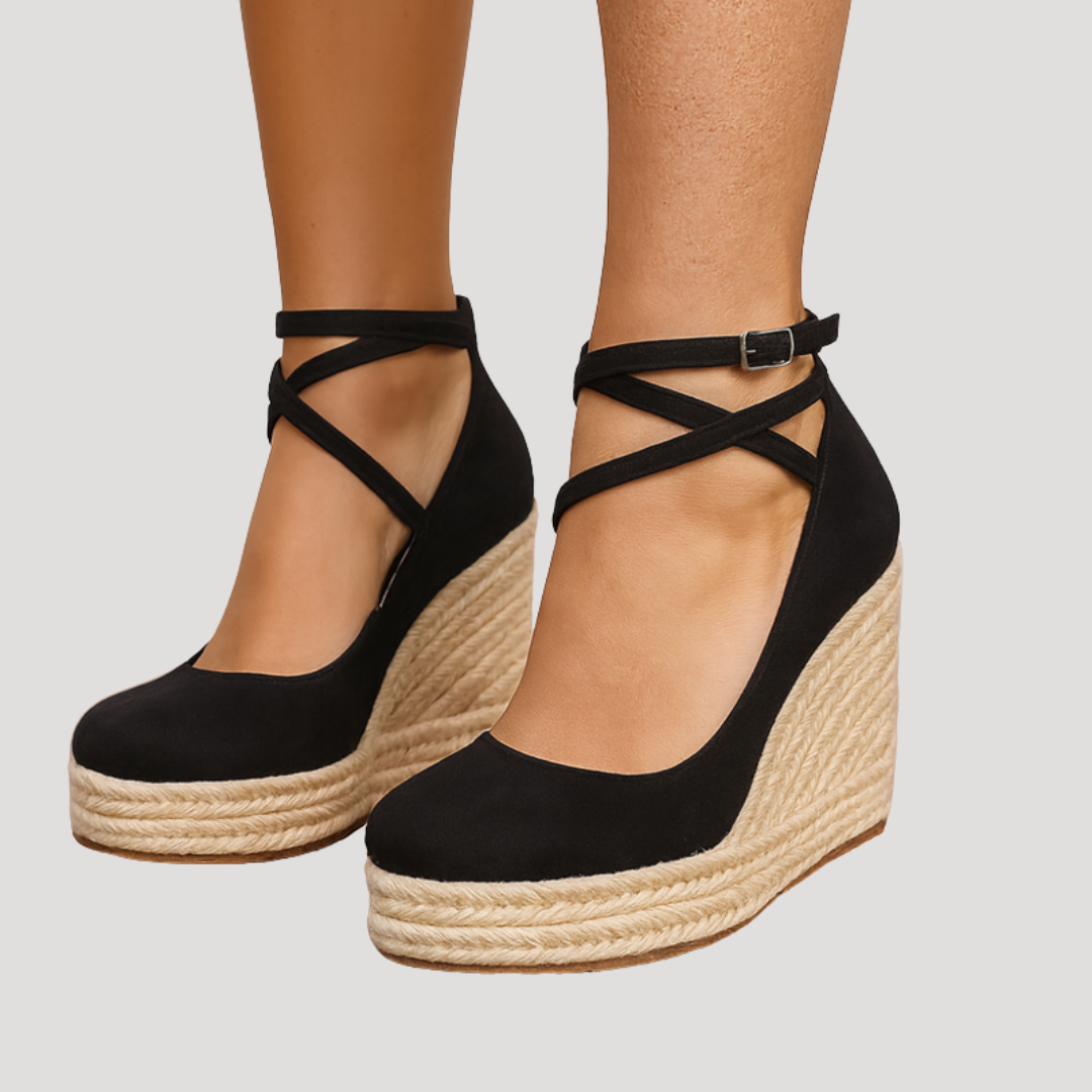 Sandales Compensées Femme Bride Croisée Élégantes