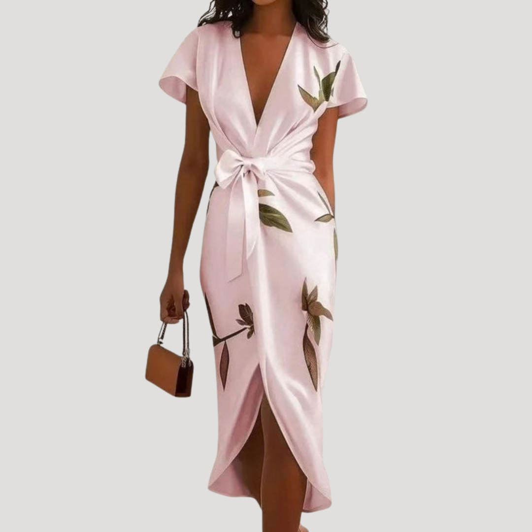 Robe mi longue femme fleurie portefeuille