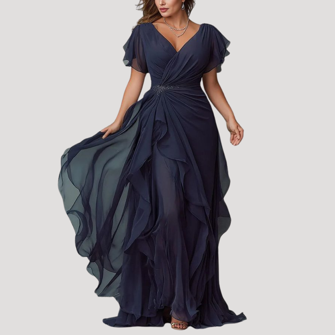 Robe Longue Portefeuille à Volants Femme