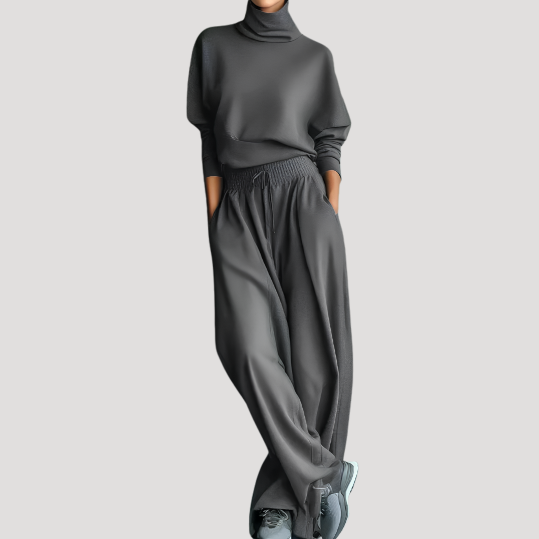 Ensemble femme haut col montant et pantalon large