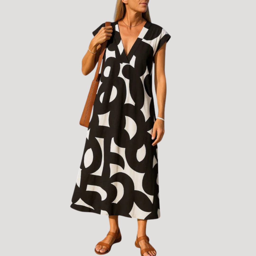 Robe Longue Femme Décontractée Motif Graphique Ample
