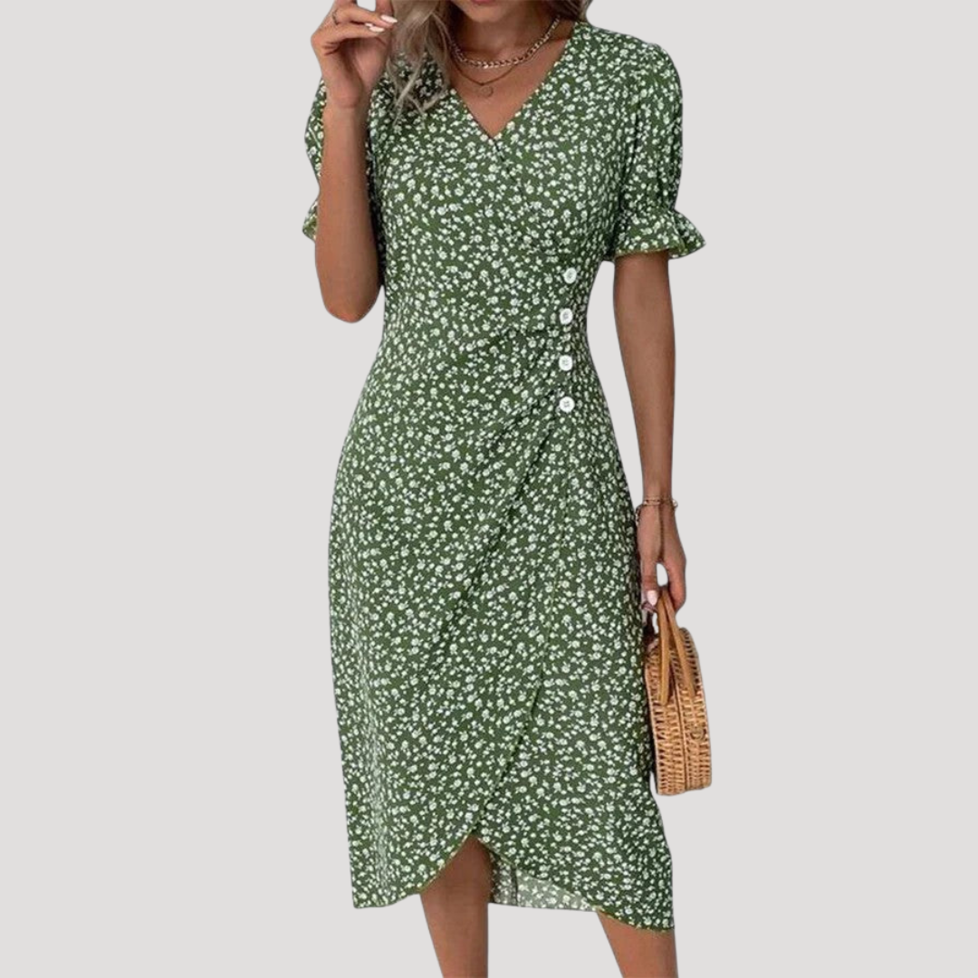 Robe Portefeuille Femme Fleurie Manches Courtes