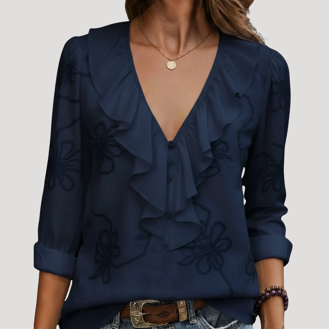 Blouse Femme Volants Brodée Bohème