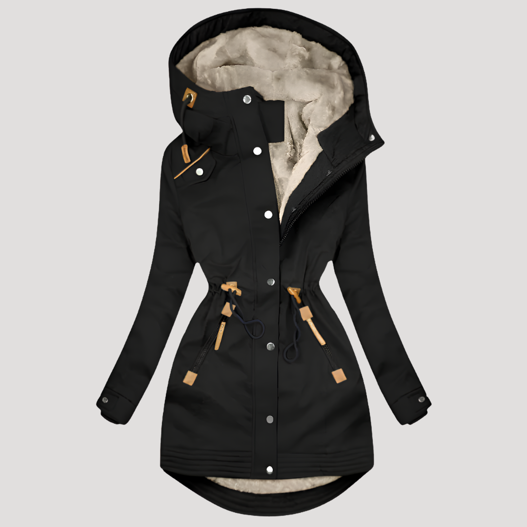 Parka femme à capuche et taille ajustable