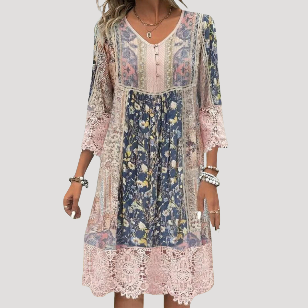 Robe bohème fleurie élégante dentelle