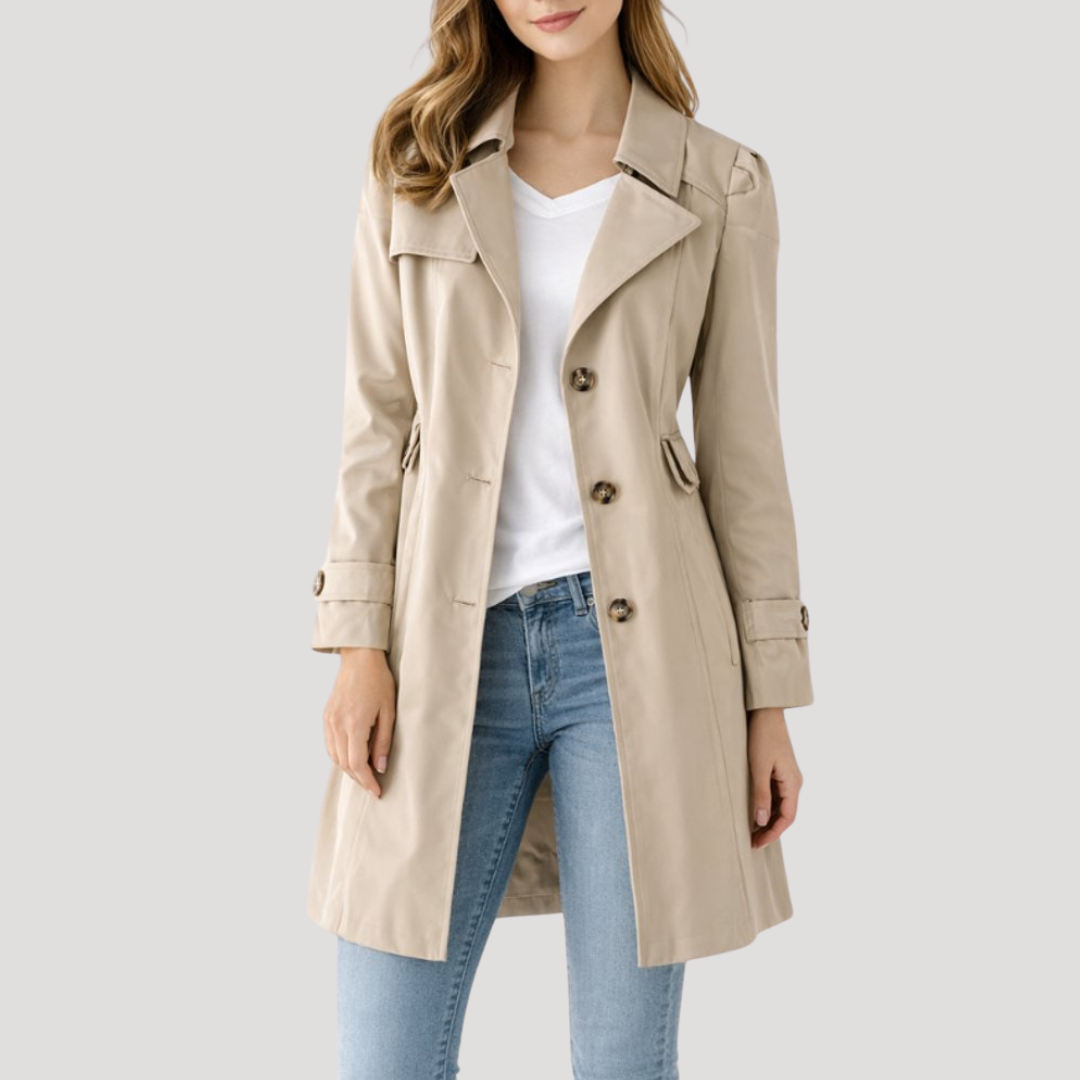 Trench femme classique à poignets boutonnés