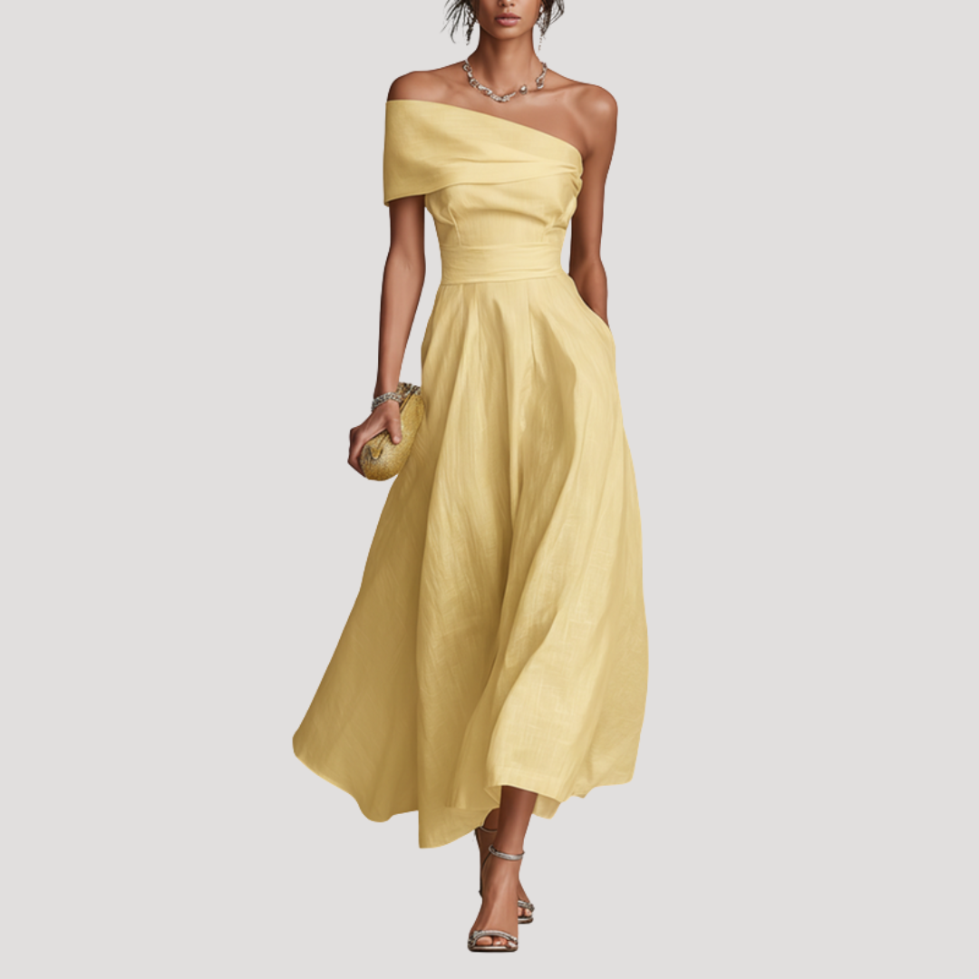Robe Cocktail Femme Asymétrique Taille Cintrée