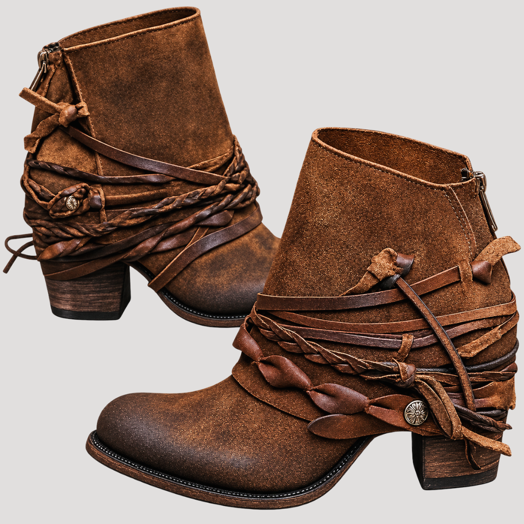 Bottines femme bohèmes à brides croisées