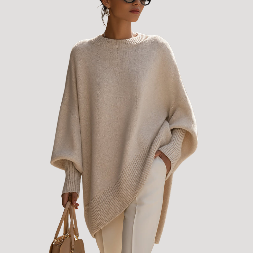 Poncho Femme Asymétrique Col Rond Élégant