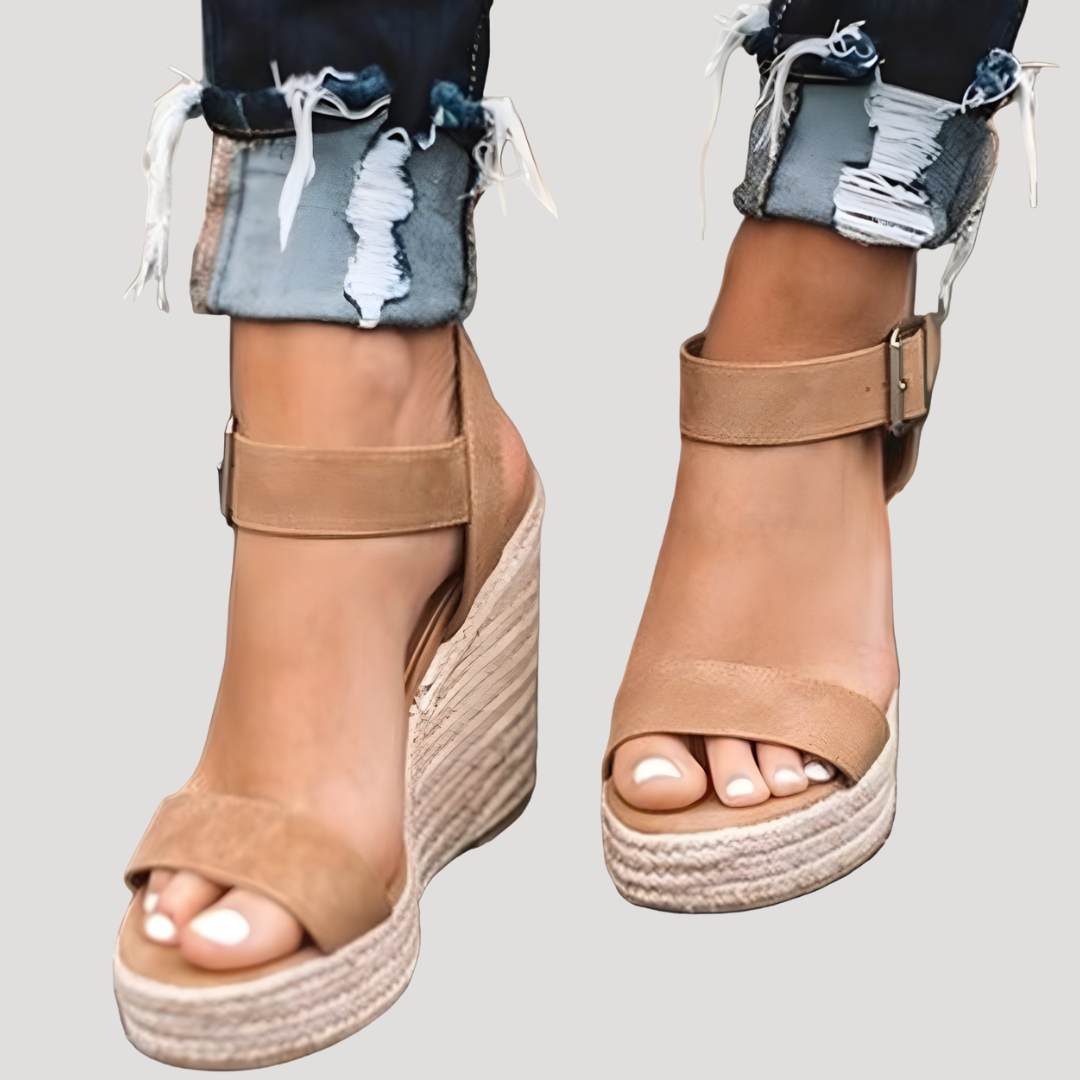 Sandales compensées à bride style espadrille