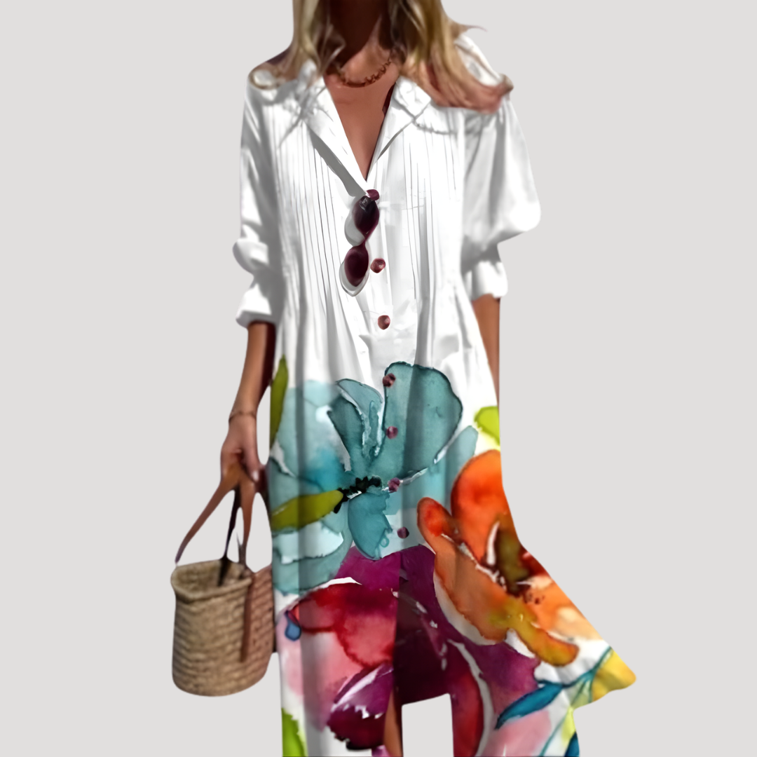 Robe longue chemise bohème fluide