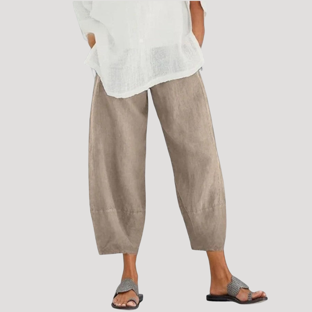 Pantalon en lin ample et léger femme coupe décontractée