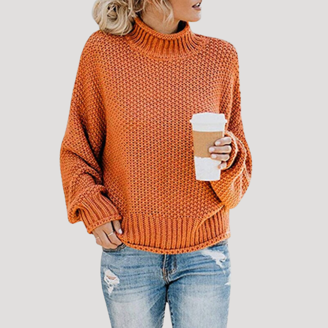 Pull Femme Oversize Col Roulé Décontracté