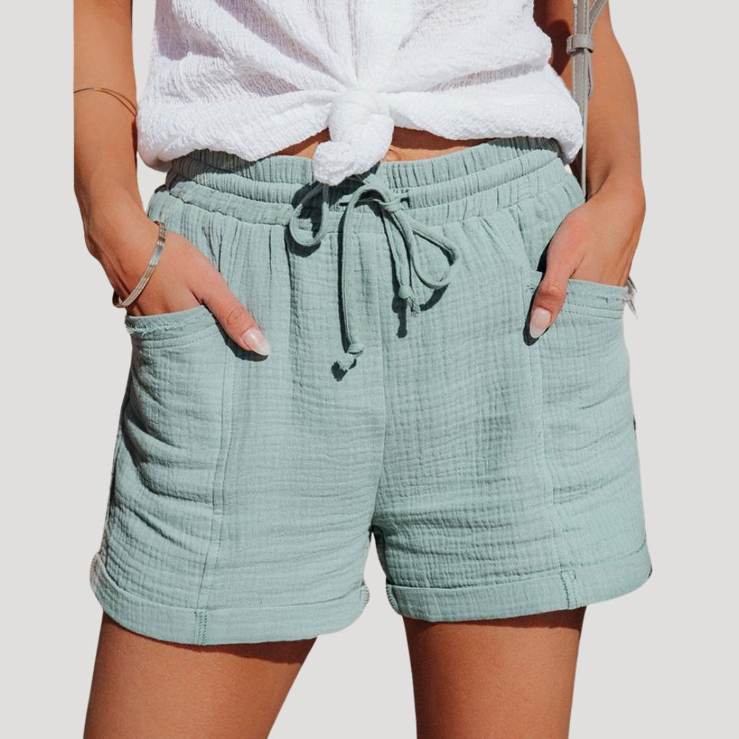 Short Femme Taille Élastique à Cordon et Poches