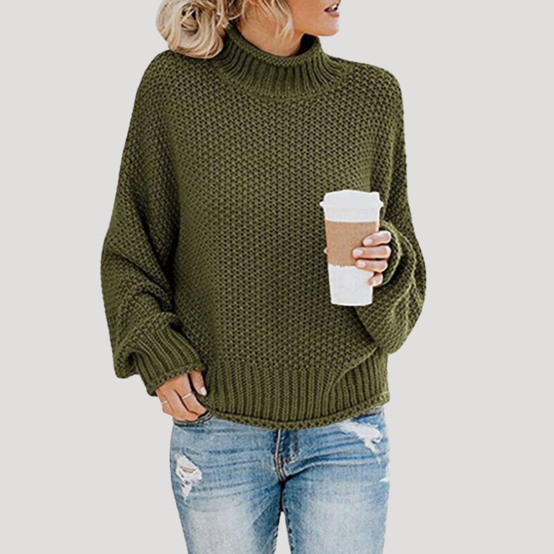Pull Femme Oversize Col Roulé Décontracté