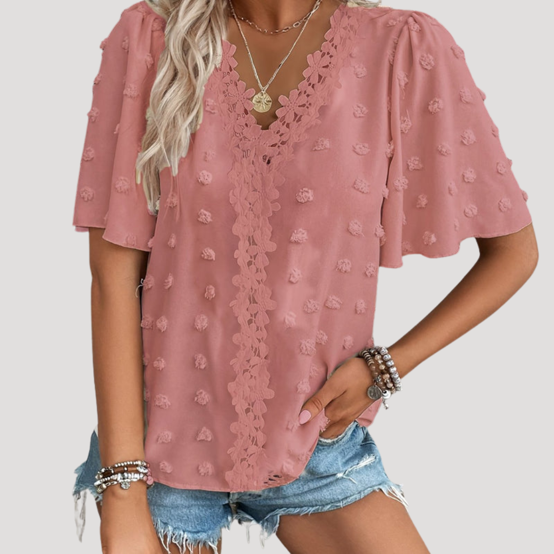Blouse Femme Dentelle à Col V