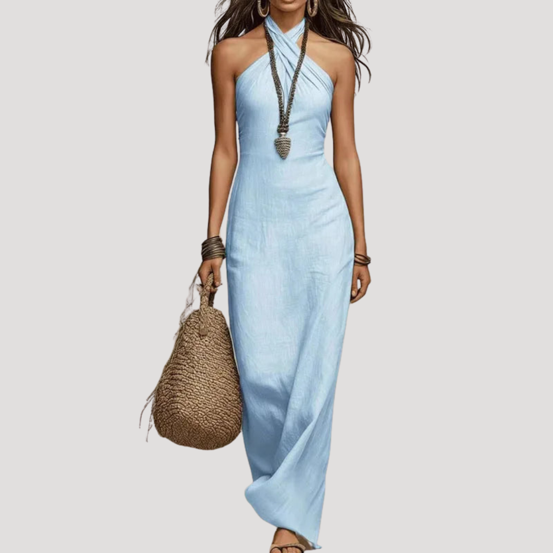 Robe Longue Femme Dos Nu Bohème Élégante
