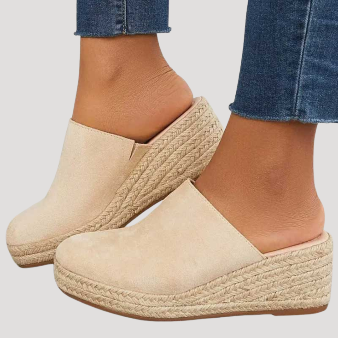 Mules compensées femme style espadrilles