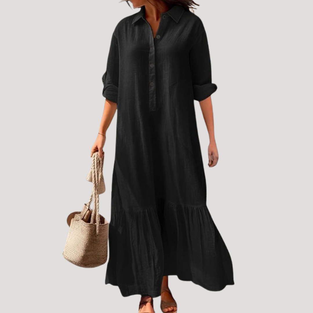 Robe longue en lin chemise fluide
