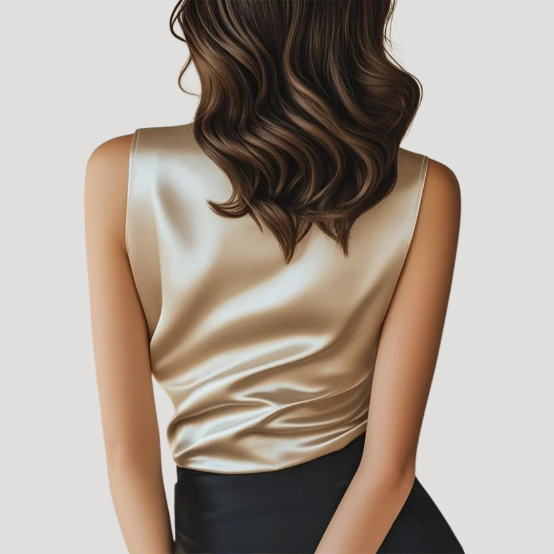 Top Femme Col V Sans Manches Élégant