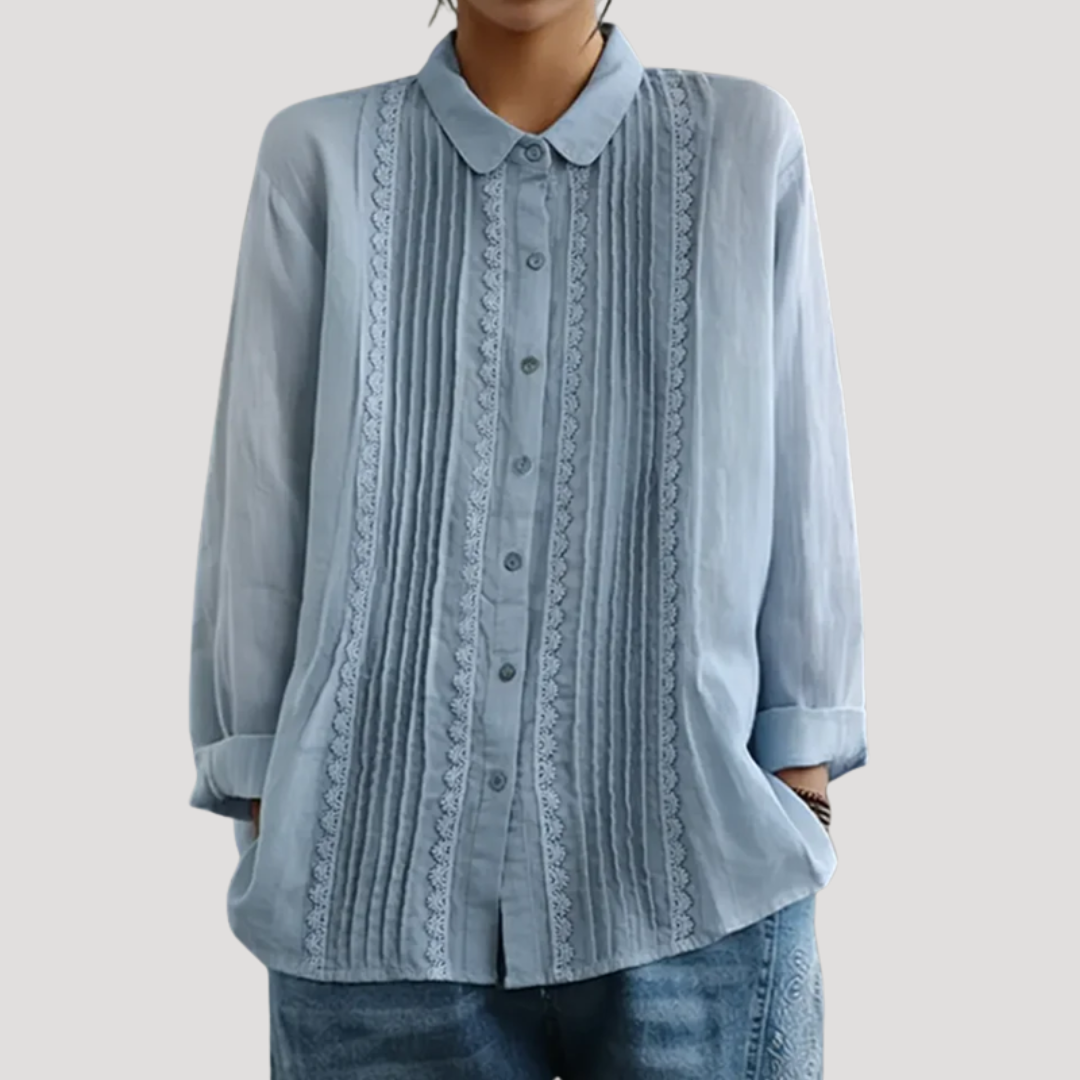 Chemise en Lin Femme Chic à Dentelle